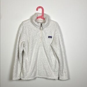 Patagonia Los Gatos Girl's XL White‎ Quarter Zip Pullover Fleece Jacket Gorpcore